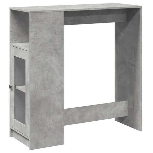vidaXL Table de bar avec étagères gris béton bois d'ingénierie