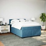 vidaXL Sommier à lattes de lit et matelas Bleu foncé 140x190cm Velours