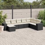 vidaXL Salon de jardin 8 Pièces avec coussins noir résine tressée