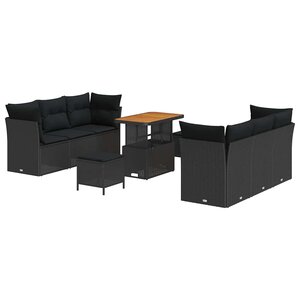 vidaXL Ensemble de canapé de jardin 9 Pièces Noir 90 x 55 x 71 cm