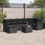vidaXL Salon de jardin 8 Pièces avec coussins noir résine tressée