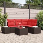 vidaXL Ensemble de canapé de jardin avec coussin 5 Pièces Marron et rouge