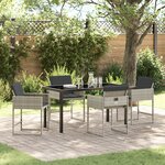 vidaXL Ensemble de salle à manger de jardin 5 pièces avec coussins en poly rattan gris clair