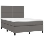 vidaXL Sommier à lattes de lit avec matelas et LED Gris 140x190 cm
