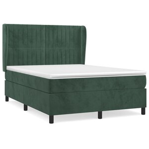 vidaXL Sommier à lattes de lit et matelas Vert foncé 140x200cm Velours