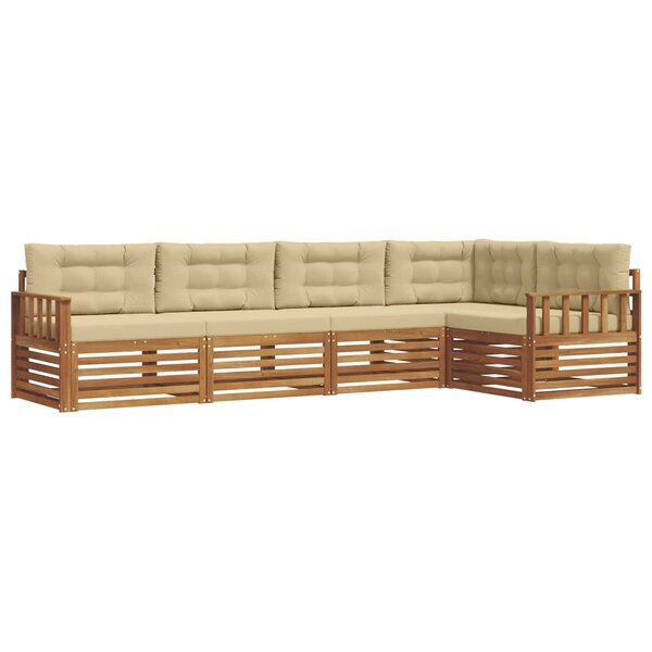 vidaXL Ensemble de canapés d'extérieur 5 pc Naturel et Beige