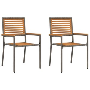 Chaises de jardin empilables vidaXL avec coussins  2 Pièces  Gris  Poly Rattan