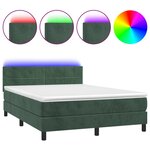 vidaXL Sommier à lattes de lit avec matelas LED Vert foncé 140x200 cm