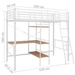 vidaXL Lit superposé avec table sans matelas blanc métal 90x200 cm