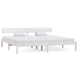 vidaXL Cadre de lit sans matelas blanc bois massif