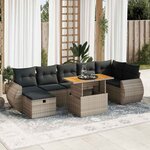 vidaXL Salon de jardin 5 Pièces avec coussins gris résine tressée acacia