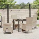vidaXL Ensemble de salle à manger pour jardin 5 Pièces Beige polyrotin
