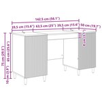 vidaXL Bureau Gris béton 142 5 x 50 x 75 cm Bois d'ingénierie