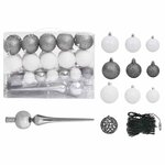 vidaXL Demi-arbre de Noël artificiel pré-éclairé et boules vert 150 cm