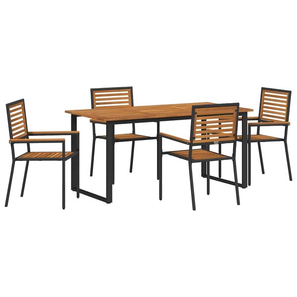 vidaXL Ensemble de salle à manger pour jardin 5 Pièces Noir
