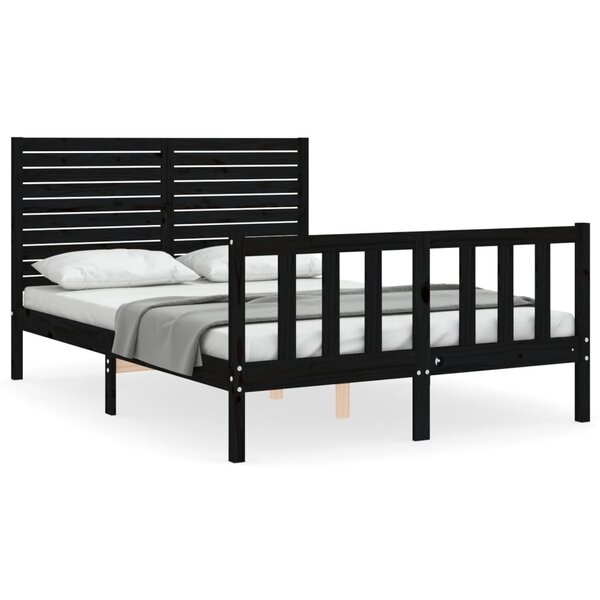 vidaXL Cadre de lit sans matelas noir 140x190 cm bois de pin massif