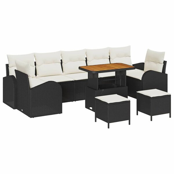 vidaXL Ensemble de canapé de jardin 10 Pièces Noir  Crème 90 x 55 x 71 cm
