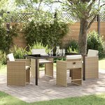 vidaXL Ensemble de salle à manger pour jardin 5 Pièces Beige Poly rotin