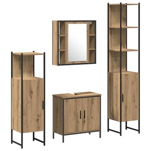 vidaXL Ensemble de mobilier de salle de bain avec étagère 4 Pièces Marron