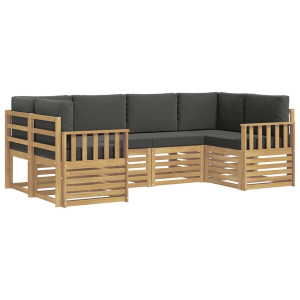 vidaXL Ensemble de canapés d'extérieur 5 Pièces Blanc et Anthracite