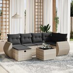 vidaXL Salon de jardin avec coussins 7 Pièces gris clair résine tressée
