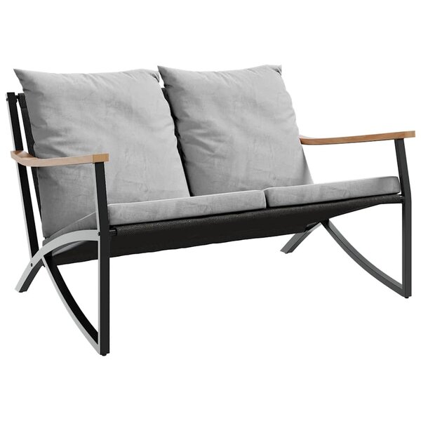 vidaXL Banc de jardin avec coussins 120 cm noir acier