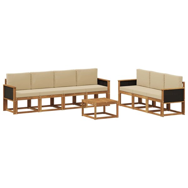 vidaXL Ensemble de canapés d'extérieur avec coussin 7 Pièces Naturel