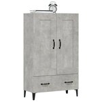 vidaXL Buffet haut Gris béton 70x31x115 cm Bois d'ingénierie