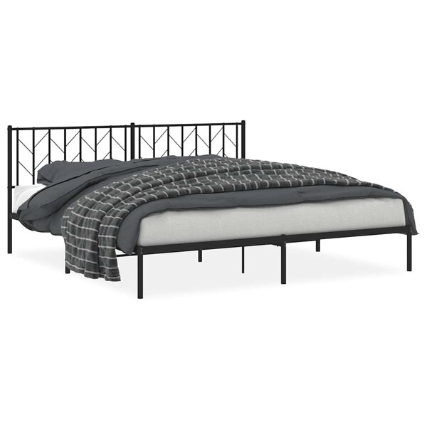 vidaXL Cadre de lit métal sans matelas avec tête de lit noir 193x203cm