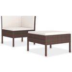 vidaXL Salon de jardin 2 Pièces avec coussins Résine tressée Marron