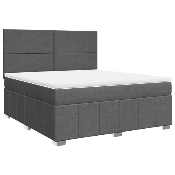 vidaXL Sommier à lattes de lit avec matelas Gris foncé 180x200cm Tissu