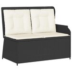 vidaXL Banc de jardin avec coussin Noir et blanc crème polyrotin