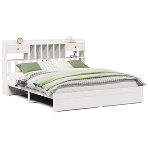 vidaXL Lit bibliothèque sans matelas blanc 180x200 cm bois pin massif