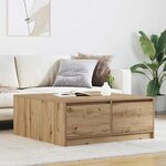 vidaXL Table basse avec tiroirs chêne artisanal 100x100x40 cm
