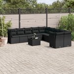 vidaXL Salon de jardin 11 Pièces avec coussins noir résine tressée