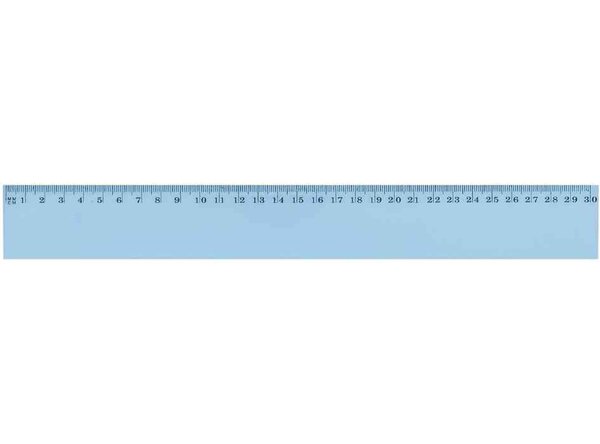 Règle plate incassable en plastique bord antitache 30 cm Bleu transparent WONDAY