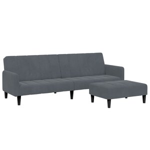 vidaXL Canapé-lit à 2 places avec repose-pied gris foncé velours