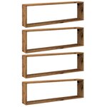 vidaXL Étagères cube murales 4 Pièces vieux bois 100x15x30 cm