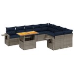 vidaXL Salon de jardin 10 Pièces avec coussins gris résine tressée