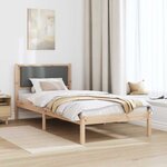 vidaXL Cadre de lit avec tête de lit Gris foncé 90 x 190 cm Pin massif