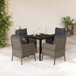 vidaXL Ensemble à manger de jardin 5 Pièces coussins gris résine tressée