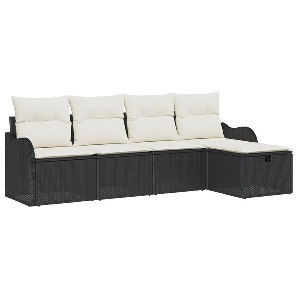 vidaXL Ensemble de Canapé de Jardin 5 Pièces avec Coussins Noir Poly Rattan