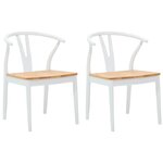 vidaXL Chaise de salle à manger 2 Pièces Blanc et Naturel