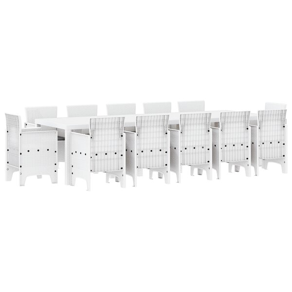 Ensemble de salle à manger de jardin vidaXL de 13 pièces avec coussins en poly rattan blanc