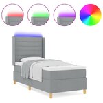 vidaXL Lit à ressorts avec matelas Gris clair 100 x 200 cm tissu