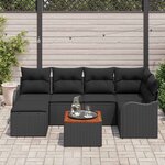 vidaXL Ensemble de canapé de jardin 7 Pièces Noir Poly rotin