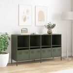 vidaXL Buffet vert olive 135x39x73 5 cm acier laminé à froid