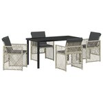 vidaXL Ensemble salle à manger jardin 5 pièces avec coussins gris clair en poly rotin