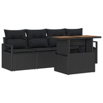 vidaXL Ensemble de canapé de jardin 5 Pièces Noir Poly rotin