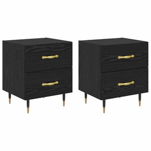 vidaXL Cabinet de chevet 2 Pièces Chêne noir 40 x 35 x 47.5 cm